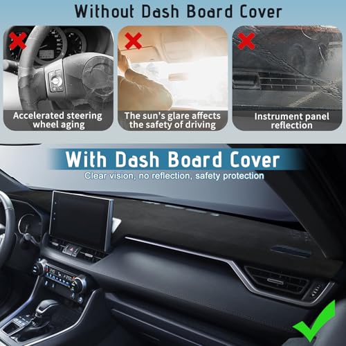 Bilisin Dashboard Cover Mat Compatible with Toyota RAV4 2019-2025 Non-Slip Suede Dash Board Pad for Toyota RAV4 No Glare Sunshade Protector Internal Accessories (Black) - Image 3