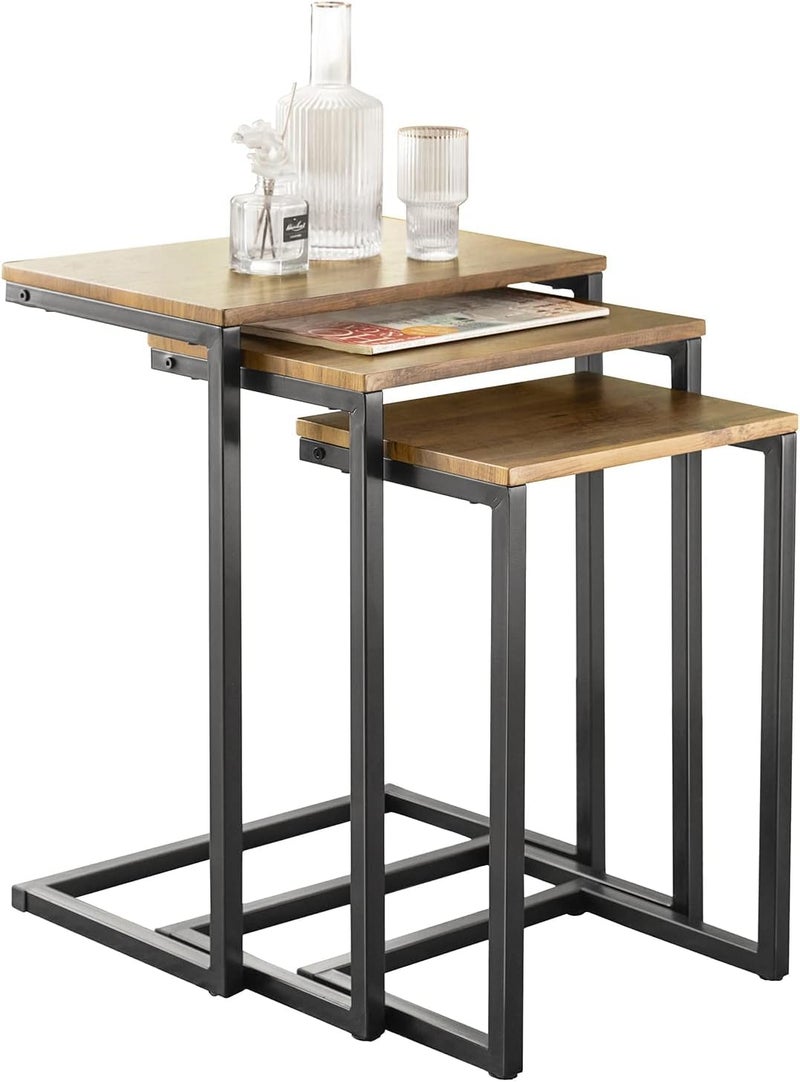 Nesting Side/End Tables Set of 3 Modern Rustic Stacking Accent Furniture - Image 1