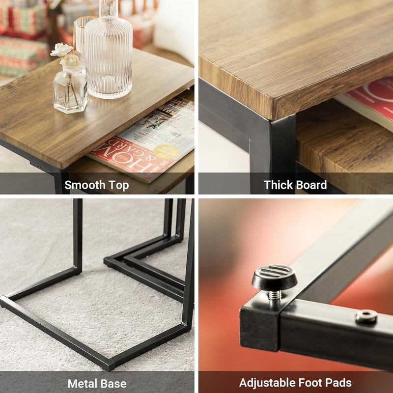 Nesting Side/End Tables Set of 3 Modern Rustic Stacking Accent Furniture - Image 5