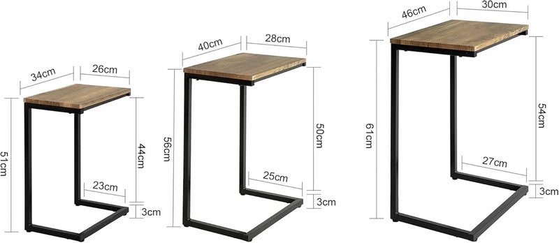 Nesting Side/End Tables Set of 3 Modern Rustic Stacking Accent Furniture - Image 2