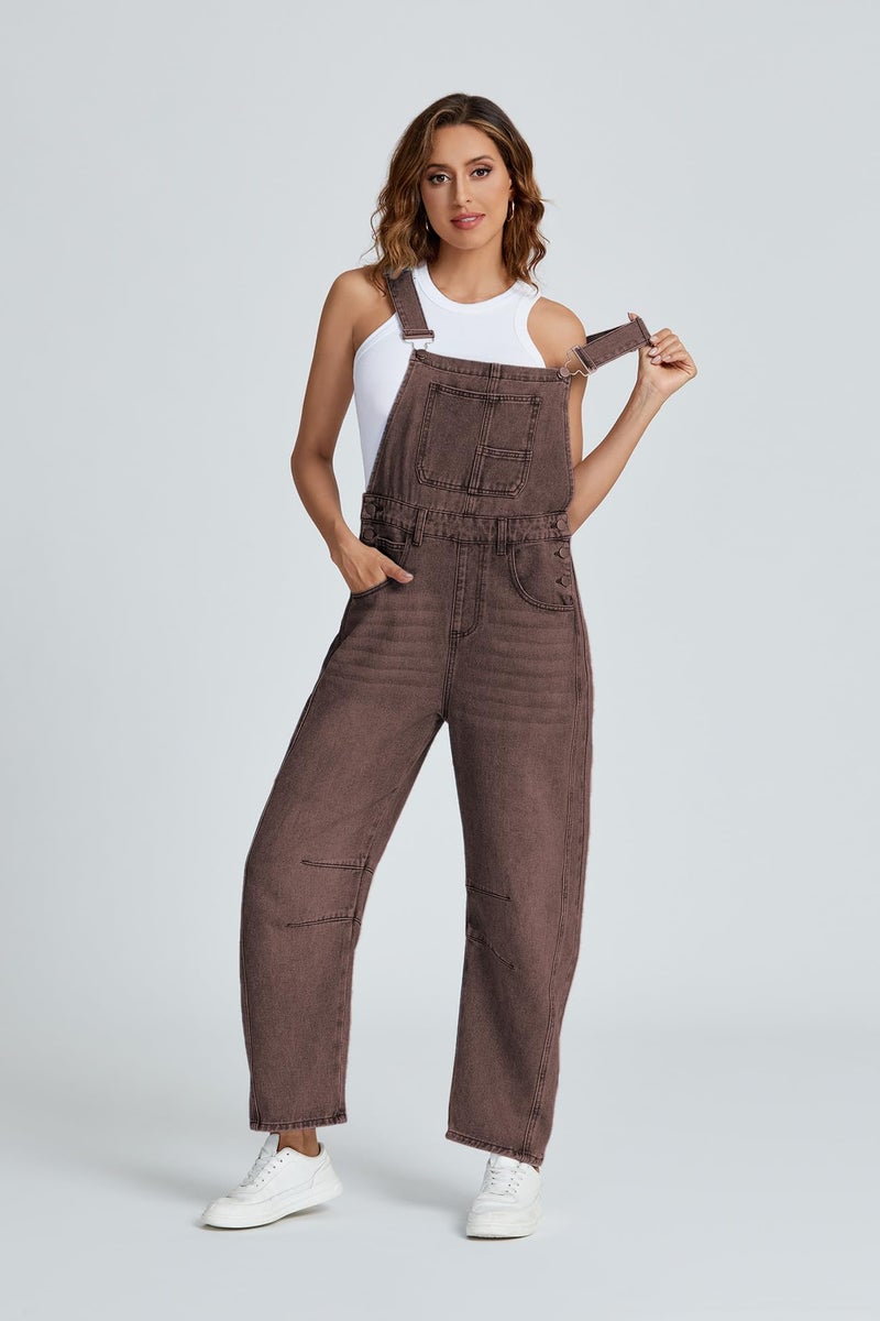 Ladyful Women's Denim Overall Casual Straight Wide Leg Bib Jeans Overall Adjustable Straps Denim Romper Stretch Jumpsuits - Image 3
