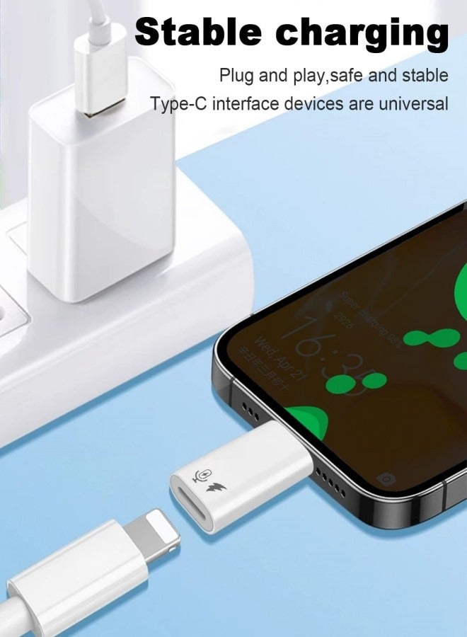 2 Pack USB C to Lightning Microphone Adapter, USB C Male to Lightning Female Adapter for Wireless Lavalier Microphone for iPhone 16/15 Plus Pro Max, iPad Pro/Air, Not for Headphone/Data(-White) - Image 3