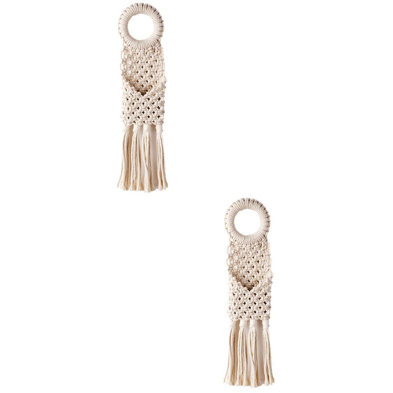2pcs Woven Tapestry Doorknob Sundries Holder Wall Hanging Ornament Home Decoration - Image 1