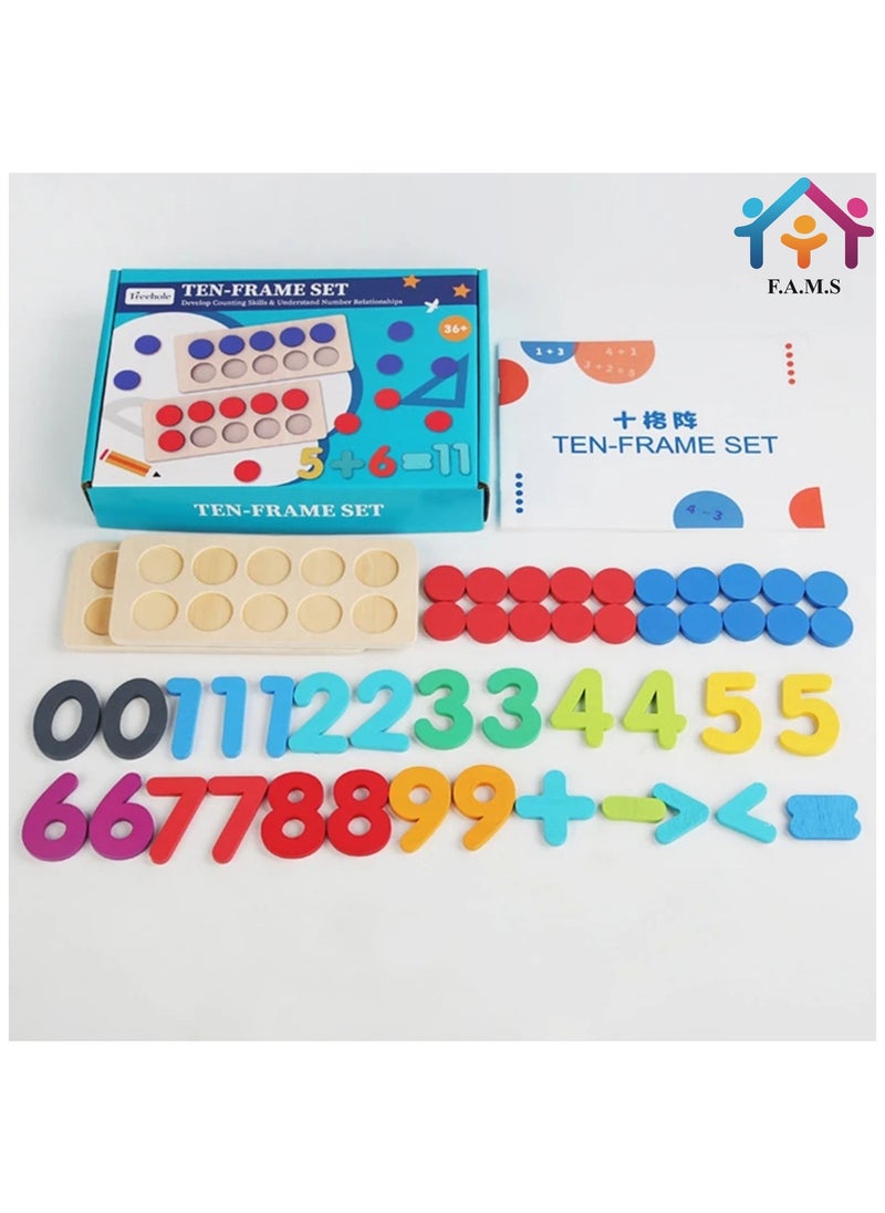 F.A.M.S Preschool Math Learning Early Education Montessori Wooden Toy Addition and Subtraction Wooden Math Games for Children  - Image 4