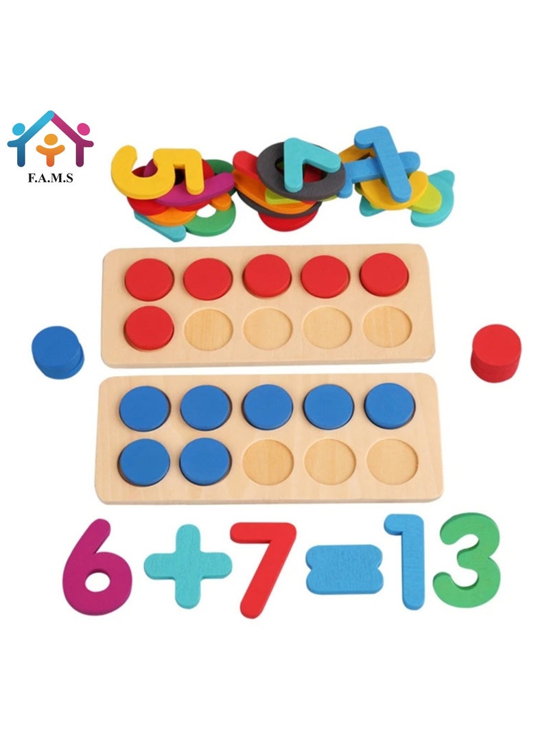 F.A.M.S Preschool Math Learning Early Education Montessori Wooden Toy Addition and Subtraction Wooden Math Games for Children  - Image 3