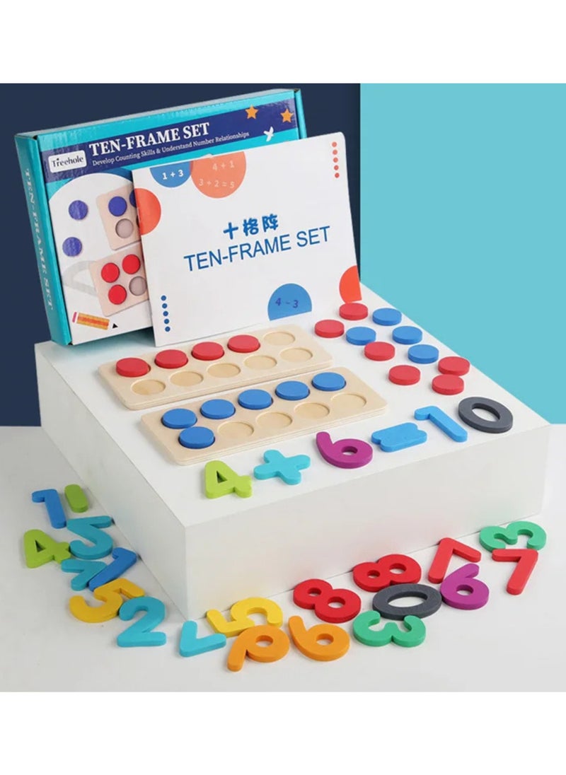 F.A.M.S Preschool Math Learning Early Education Montessori Wooden Toy Addition and Subtraction Wooden Math Games for Children  - Image 1