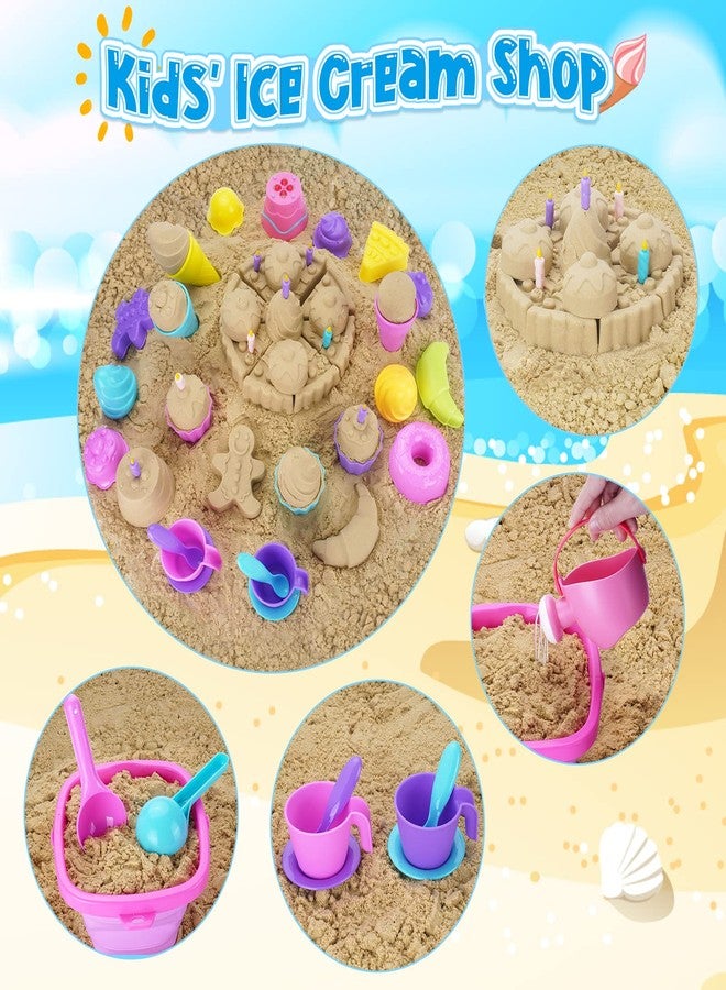 TSDATOWR Ice Cream Beach Toys Sand Toys Set for Kids, Collapsible Sand Bucket and Shovels Set with Mesh Bag, Sand Molds, Watering Can, Sandbox Toys for Kids and Toddlers, Travel Sand Toys for Beach - Image 5