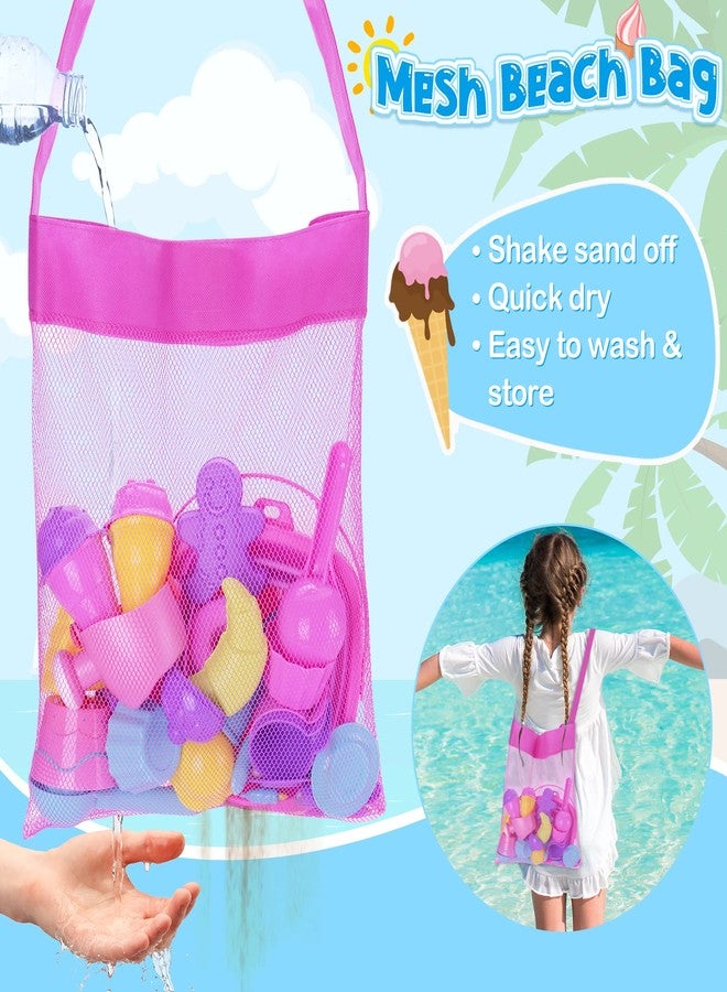TSDATOWR Ice Cream Beach Toys Sand Toys Set for Kids, Collapsible Sand Bucket and Shovels Set with Mesh Bag, Sand Molds, Watering Can, Sandbox Toys for Kids and Toddlers, Travel Sand Toys for Beach - Image 3