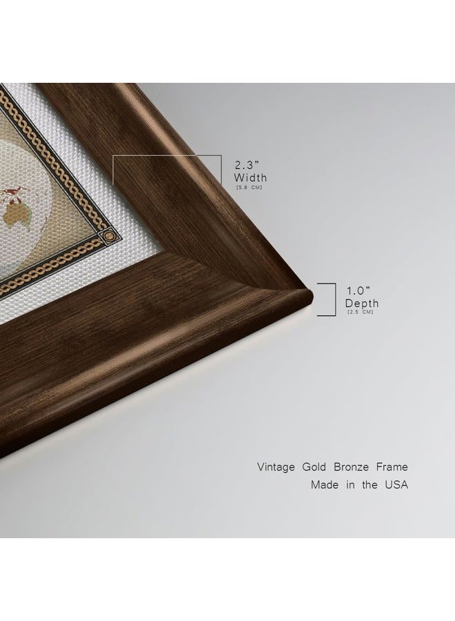 Renditions Gallery خريطة عالم ملونة على قماش مع إطار برونزي - خريطة سفر معلقة مع دبابيس للمنازل والمكاتب والفصول الدراسية - Image 5