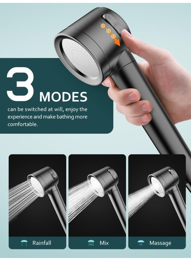 LIMOS Filtered Shower Head with Handheld - 18 Stage Filter High Pressure Shower Head, 3 Spray Modes with Hose & Massage Brush, Remove Chlorine & Hard Water, 1.8 GPM Water Saving - Gray - Image 4