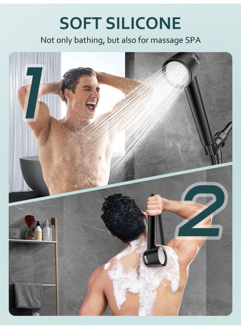 LIMOS Filtered Shower Head with Handheld - 18 Stage Filter High Pressure Shower Head, 3 Spray Modes with Hose & Massage Brush, Remove Chlorine & Hard Water, 1.8 GPM Water Saving - Gray - Image 3