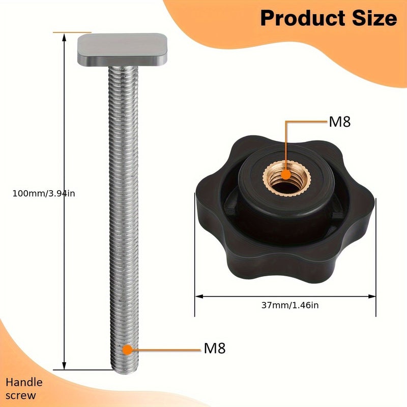 M8 Plum Blossom Pure Copper T-Shaped Screw 5Pairs Set For 19Mm 30 45 Woodworking Track - Image 1