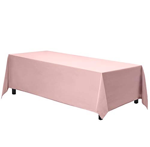 Gee Di Moda Rectangle Tablecloth - 90 x 156 Inch Pink Table Cloth for 8 Foot Table with Floor-Length Drop - Heavy Duty Washable Fabric - 8 Ft Buffet Table, Holiday Party, Wedding & Baby Shower - Image 1