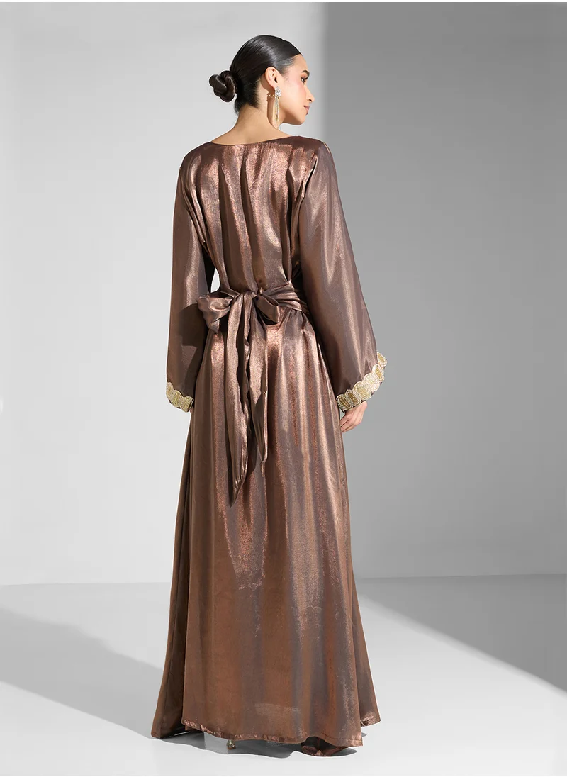 جولدن ابل Long Sleeves Plain Jalabiyas Dress