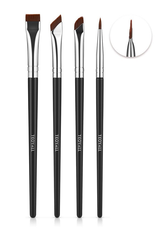 TEOYALL Eyeliner Brushes Set 4 Pcs Ultra Thin Slanted Angled Brush Precision Fine Point Eyeliner Brush Flat Eyebrow Brush (4 Eyeliner Brushes) - Image 1