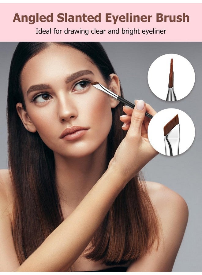 TEOYALL Eyeliner Brushes Set 4 Pcs Ultra Thin Slanted Angled Brush Precision Fine Point Eyeliner Brush Flat Eyebrow Brush (4 Eyeliner Brushes) - Image 4