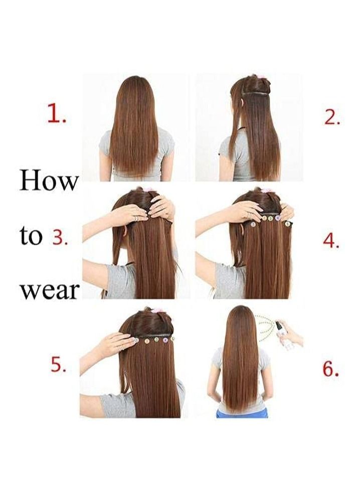 إستيل إطالة شعر Eestelle برأس كامل من قطعة واحدة وطويلة ومموجة ، مع 5 مشابك ، مناسبة للنساء والفتيات (# 4B ، موجة الجسم) - Image 3