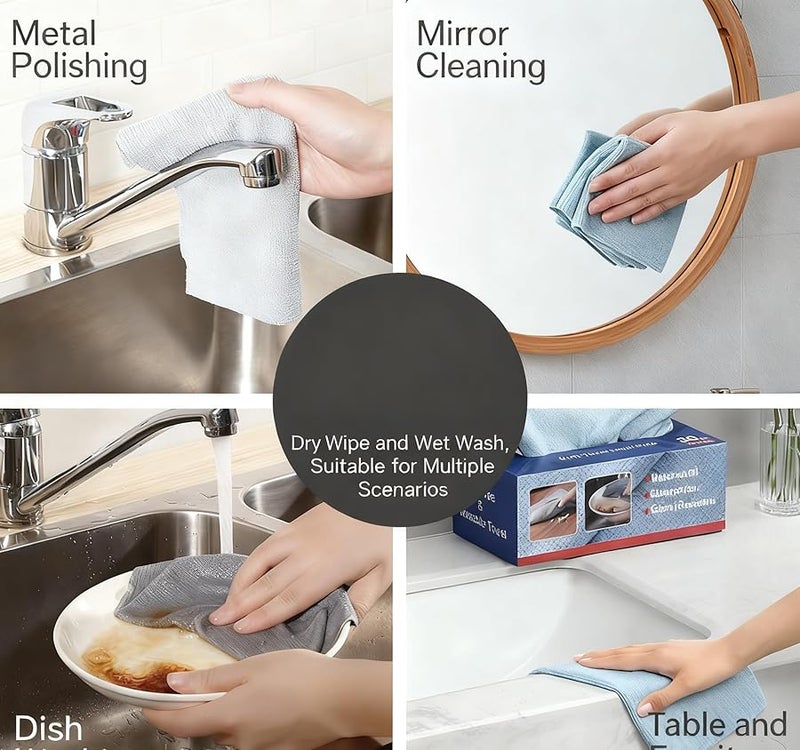 Grey Disposable Cleaning Cloths Ultra Fine Fiber Towels 1 Roll Pack Of 30 - Image 5