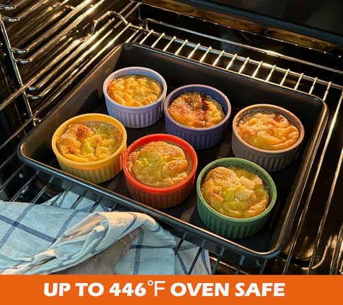 Koluti Nonstick Silicone Ramekins 8oz Set of 6, Creme Brulee Souffle Oven Safe Bowls with Lids, Pudding Dessert Baking Cups Ice Cream Snack Food Storage Container, BPA Free, Microwave, Freezer, Dishwasher Safe - Image 3