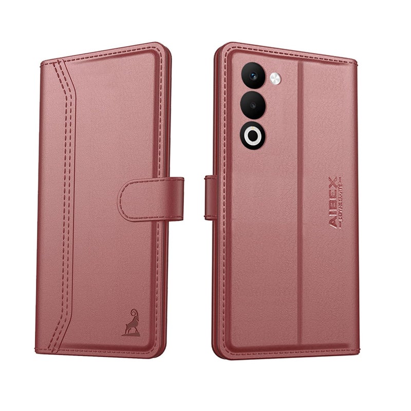AIBEX ® Compatible for Oppo K13X 5G / Oppo A5 5G Flip Cover Leather Finish with Magnatic Closure | Inside TPU with Card Pockets | Wallet Stand | Complete Protection Flip Case -Brown - Image 2