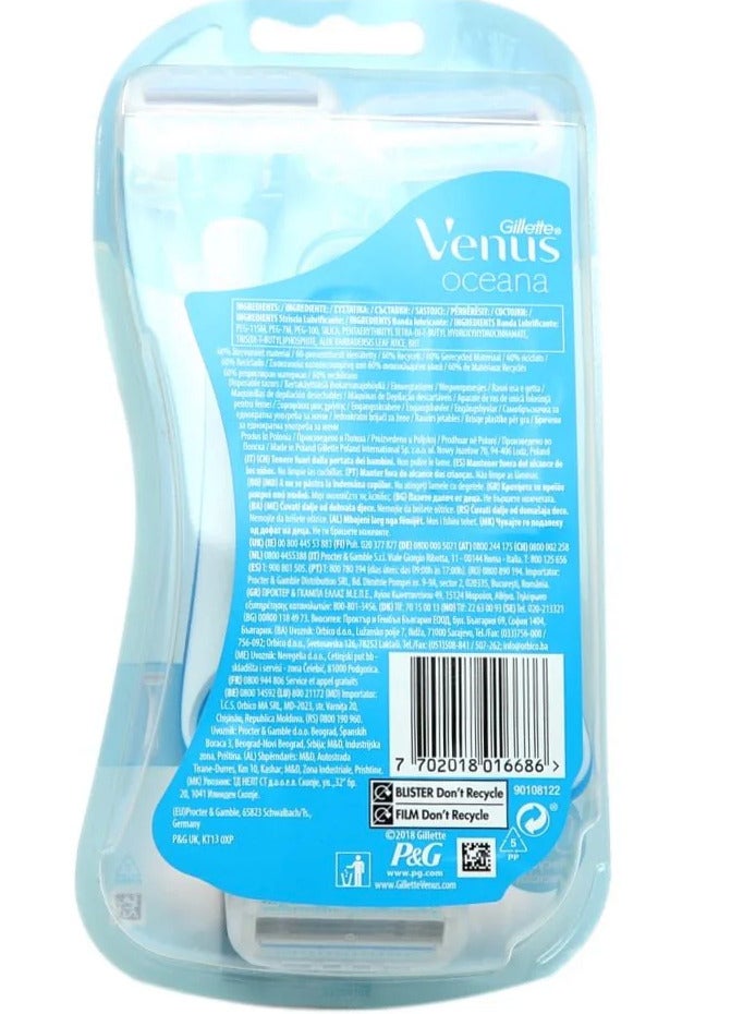 Gillette Venus Oceana 3 Blades Razor 3 Pieces - Image 2