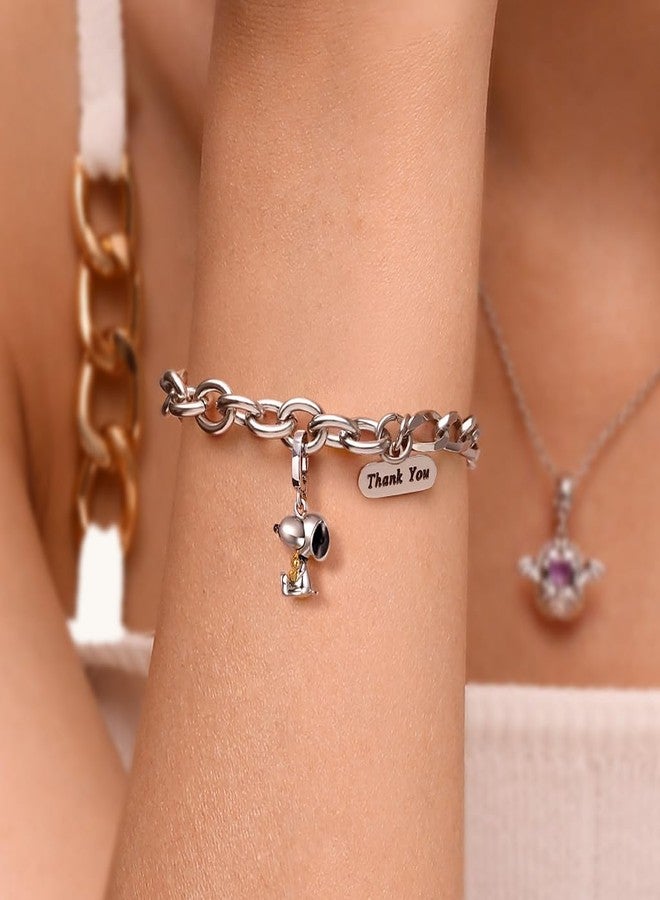 جنوس قلادة سنوبي الواقفة من سلسلة "بينوتس" من GNOCE، مصنوعة من خرز فضي عيار 925، هدية مجوهرات للنساء والفتيات لمحبي سنوبي وودستوك (عناق سنوبي وودستوك). - Image 5