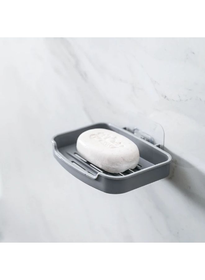 Wall Mounted Soap Dish With Drainage Durable PP Material Easy To Clean Gray Color - Image 1
