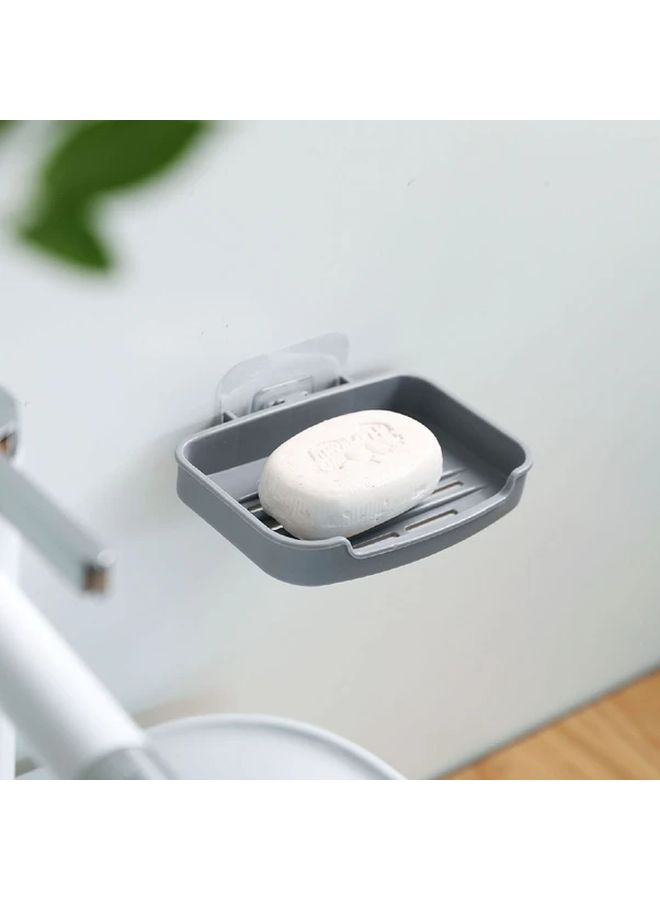Wall Mounted Soap Dish With Drainage Durable PP Material Easy To Clean Gray Color - Image 4