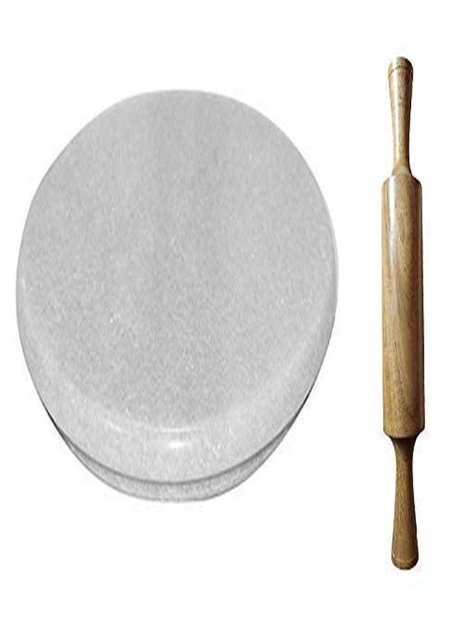 Ateer White Marble Chakla and Wooden Belan for Home and Kitchen - Image 1