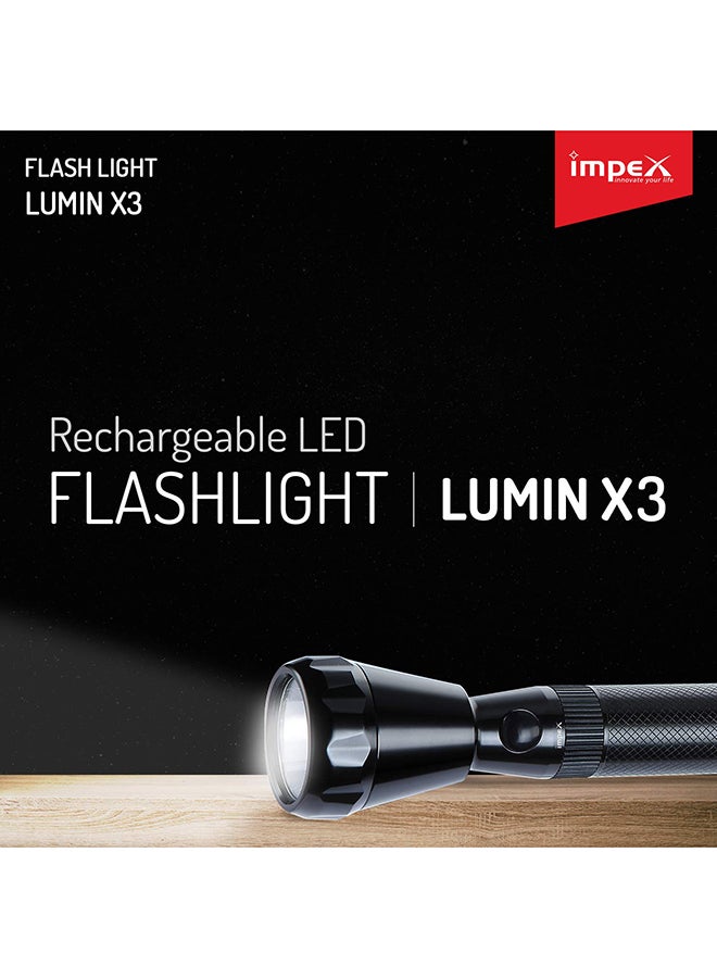 Impex Rechargeable LED Handheld Flashlight Torch Black 234x123.5x50mm - Image 4