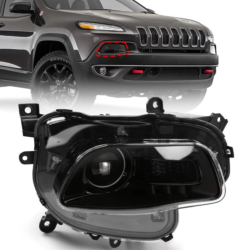 FIONE Xenon Model Only HID Headlight Assembly Compatible with Jeep Cherokee 20142018 Headlamp with Black Housing Right Passenger Side RH 68102848AF CH2503250