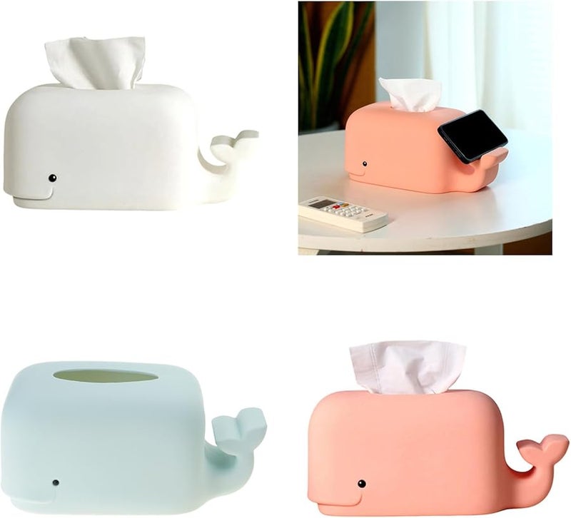 Color A Silicone Whale Tissue Box Organizer Large Capacity Paper Towel Container - Image 3