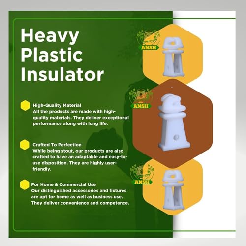 Agriansh Heavy Plastic Insulator Used for Solar Zatka Machine Fencing with Clutch Wire Also Used for Fencing in Farm| Industrial Park| Garden| Home| White Heavy Plastic Insulator Pack of 100 - Image 5