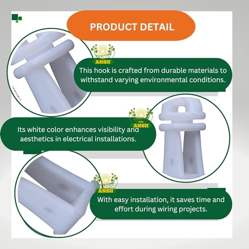 Agriansh Heavy Plastic Insulator Used for Solar Zatka Machine Fencing with Clutch Wire Also Used for Fencing in Farm| Industrial Park| Garden| Home| White Heavy Plastic Insulator Pack of 100 - Image 3