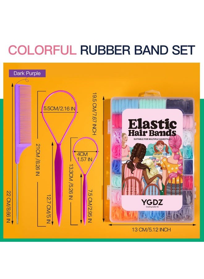 YGDZ Elastic Hair Bands, 1500pcs Rubber Bands for Hair, 80pcs Cotton Toddler Hair Ties, Colorful Small Ponytail Holders, Hair Accessories for Girl, Toddler - Image 3