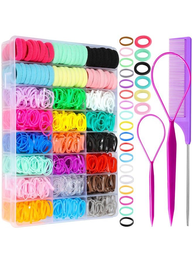 YGDZ Elastic Hair Bands, 1500pcs Rubber Bands for Hair, 80pcs Cotton Toddler Hair Ties, Colorful Small Ponytail Holders, Hair Accessories for Girl, Toddler - Image 1