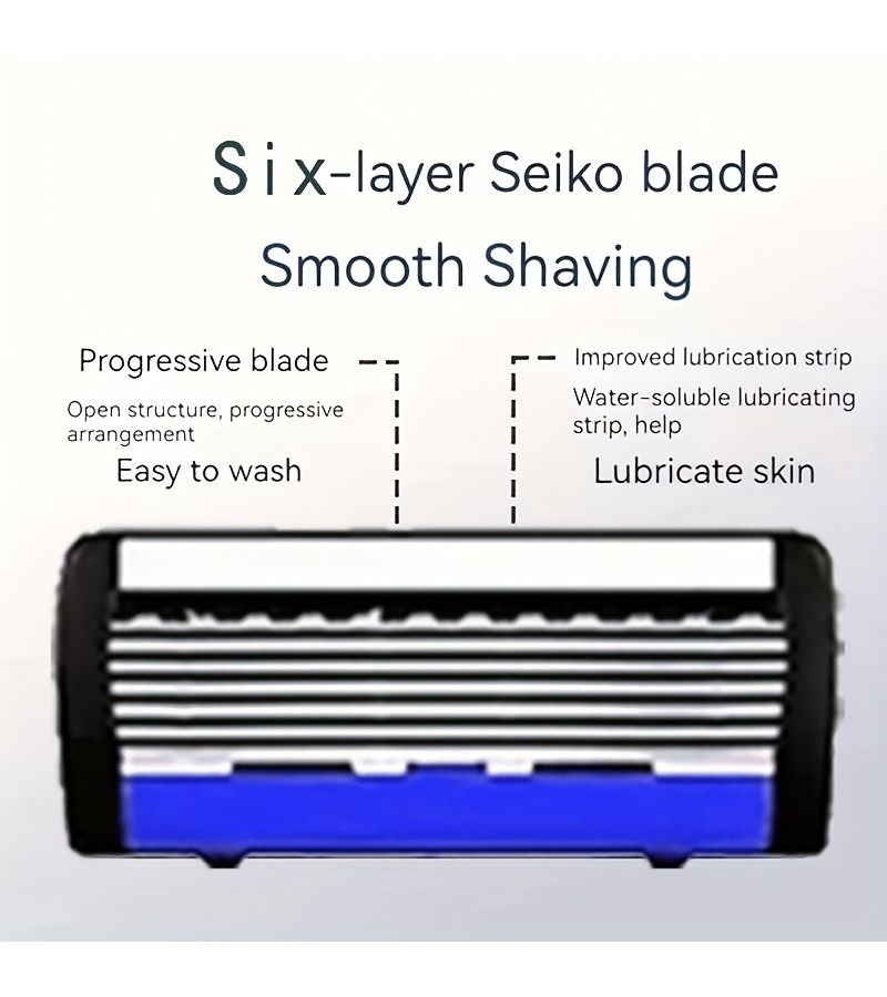 Men 6 Blade Razor Set with Ergonomic Handle Smooth Precision Grooming - Image 2
