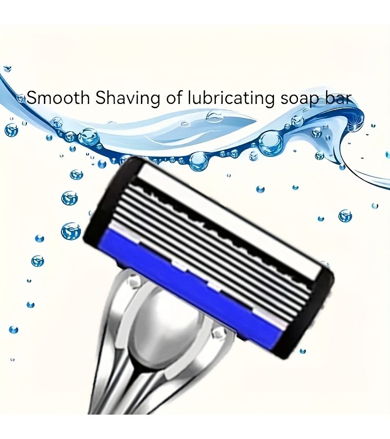 Men 6 Blade Razor Set with Ergonomic Handle Smooth Precision Grooming - Image 5