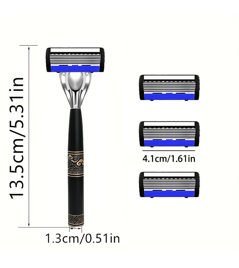 Men 6 Blade Razor Set with Ergonomic Handle Smooth Precision Grooming - Image 4