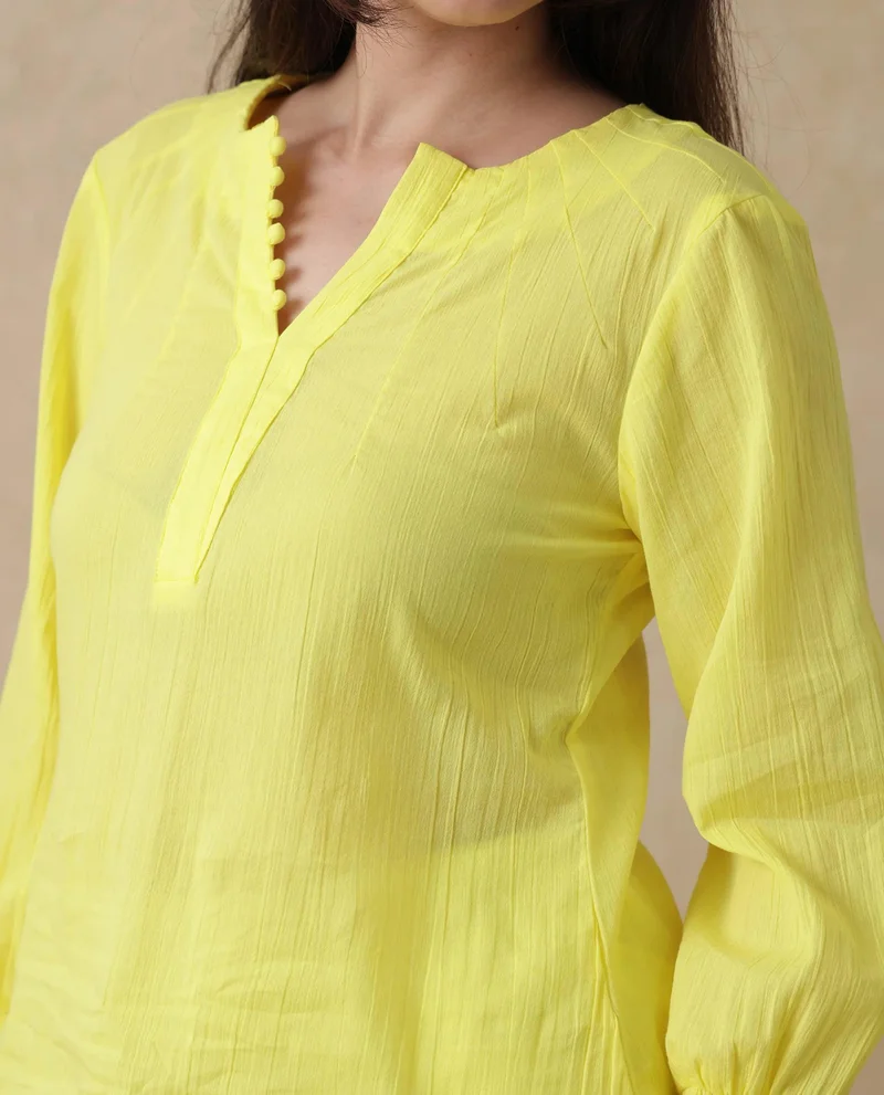 Rareism Women's Bishop Sleeve Button-Down Shirt