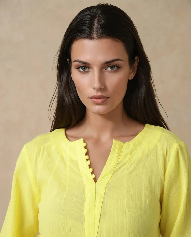 Rareism Women's Bishop Sleeve Button-Down Shirt