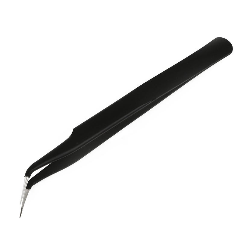 Stainless Steel Anti-magnetic Anti-static Straight Head Elbow Precision Tweezers Manual DIY Tool Sticker Drill Clamping Bead Material Accessories Rubber elbow tweezers with rubber sleeve 12.1cm 