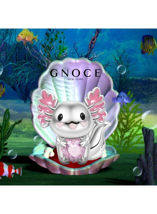 GNOCE Embraces Heart Gemstone Charm Bead Sterling Silver Animal Charm Fit Bracelet/Necklace for Women Girls Wife Daughter, 4.5mm, Silver, Cubic Zirconia - Image 3