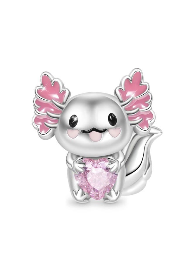 GNOCE Embraces Heart Gemstone Charm Bead Sterling Silver Animal Charm Fit Bracelet/Necklace for Women Girls Wife Daughter, 4.5mm, Silver, Cubic Zirconia - Image 1