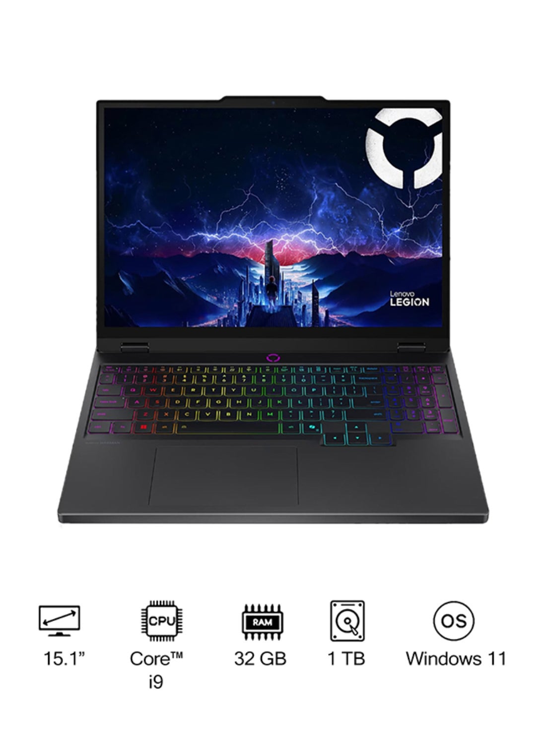 Lenovo Legion 5 15IRX10 Gaming (2025) Laptop With 15.1-Inch Display, Core i9-14900HX Processor/32GB RAM/1TB SSD/8GB NVIDIA GeForce RTX 5070 Graphics Card/Windows 11 English/Arabic Eclipse Black