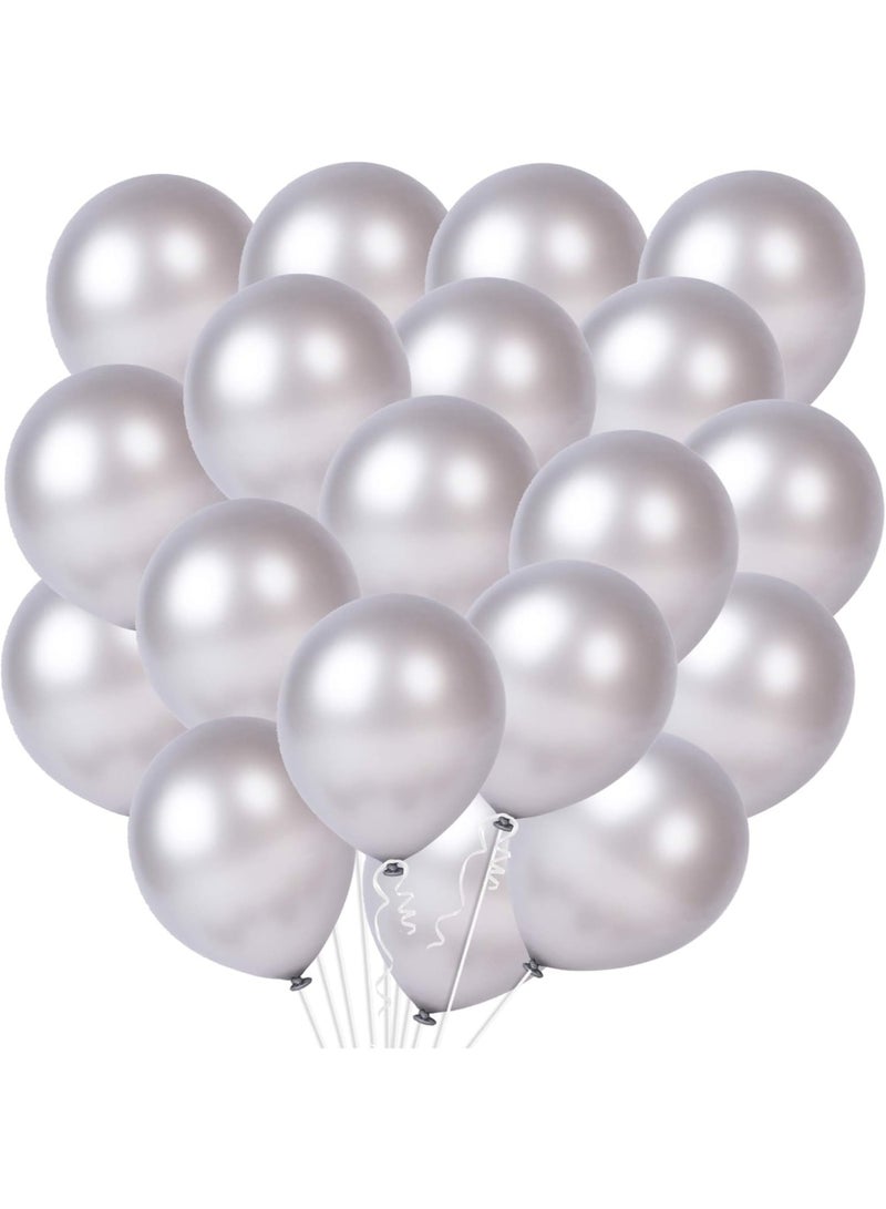 Silver Latex Balloons Kit - Pack of 30 | Silver Balloon for Arch Decoration | Shiny Silver Balloons for Graduation Decoration | Latex Balloons for Birthday, Bridal Baby Shower, Home, Office Decor
