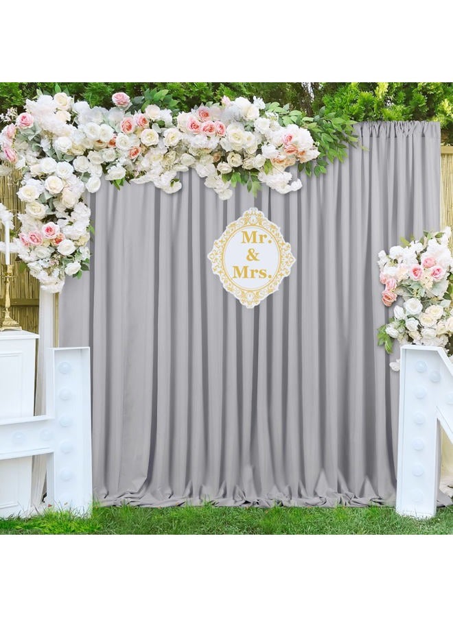 SoarDream Wedding Backdrop Curtains 2 Panel 5ft x 10ft Grey Polyester Backdrop Drapes for Birthday Party Decoration Ceremony Prom Stage Backdrop Curtain - Image 4