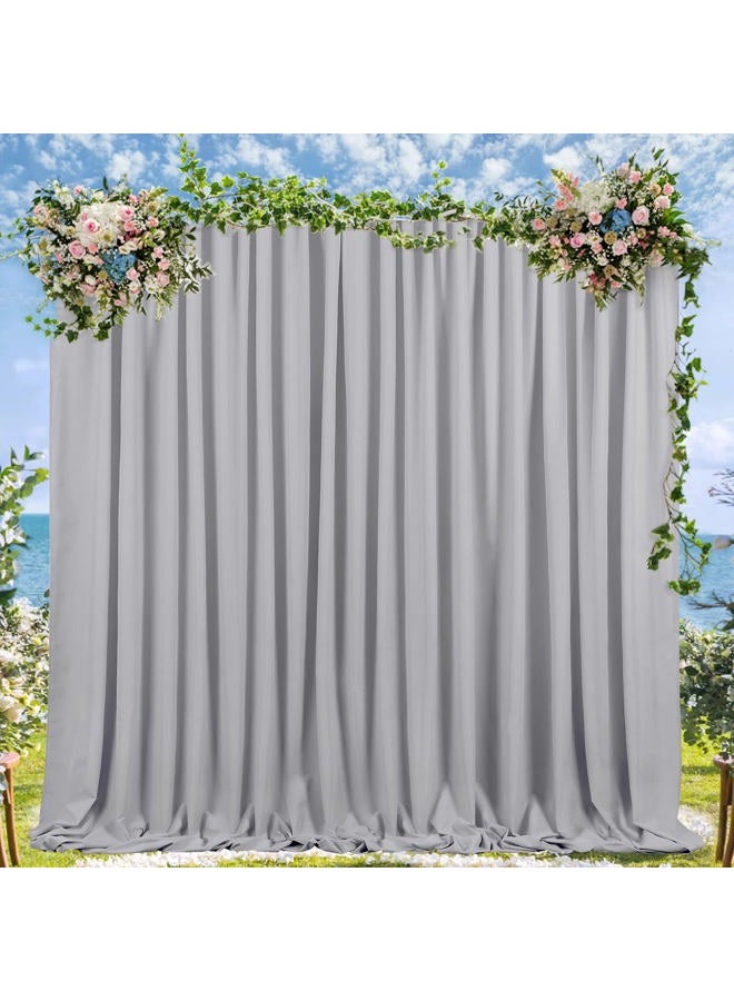 SoarDream Wedding Backdrop Curtains 2 Panel 5ft x 10ft Grey Polyester Backdrop Drapes for Birthday Party Decoration Ceremony Prom Stage Backdrop Curtain - Image 1