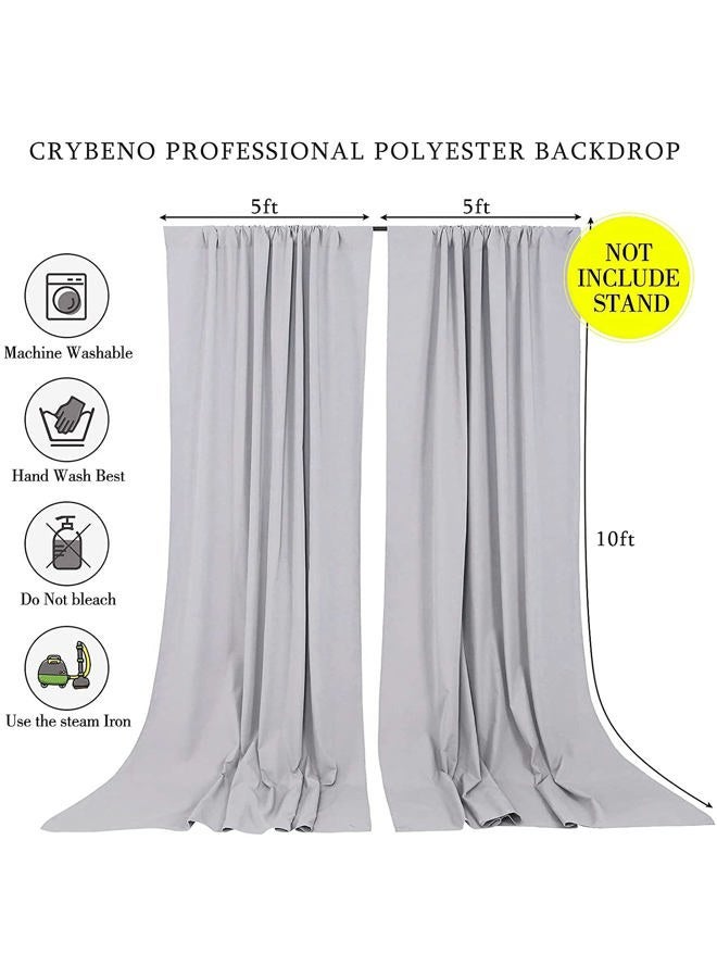 SoarDream Wedding Backdrop Curtains 2 Panel 5ft x 10ft Grey Polyester Backdrop Drapes for Birthday Party Decoration Ceremony Prom Stage Backdrop Curtain - Image 3