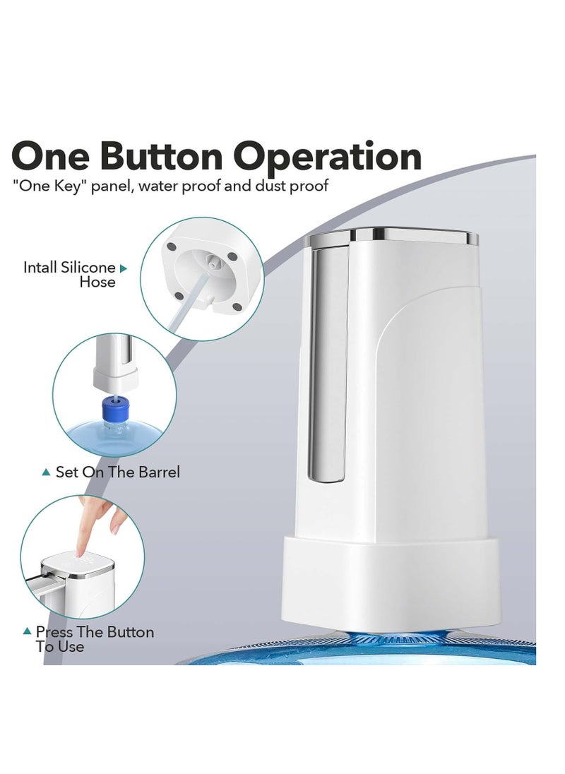 ARNOTEC - 【Dual-purpose foldable automatic water pump】Desktop/bottle water dual-purpose electric water dispenser with LED touch screen USB charging quantitative water output food-grade silicone hose suitable for home/office/camping (supports 5-gallon buckets) - Image 1